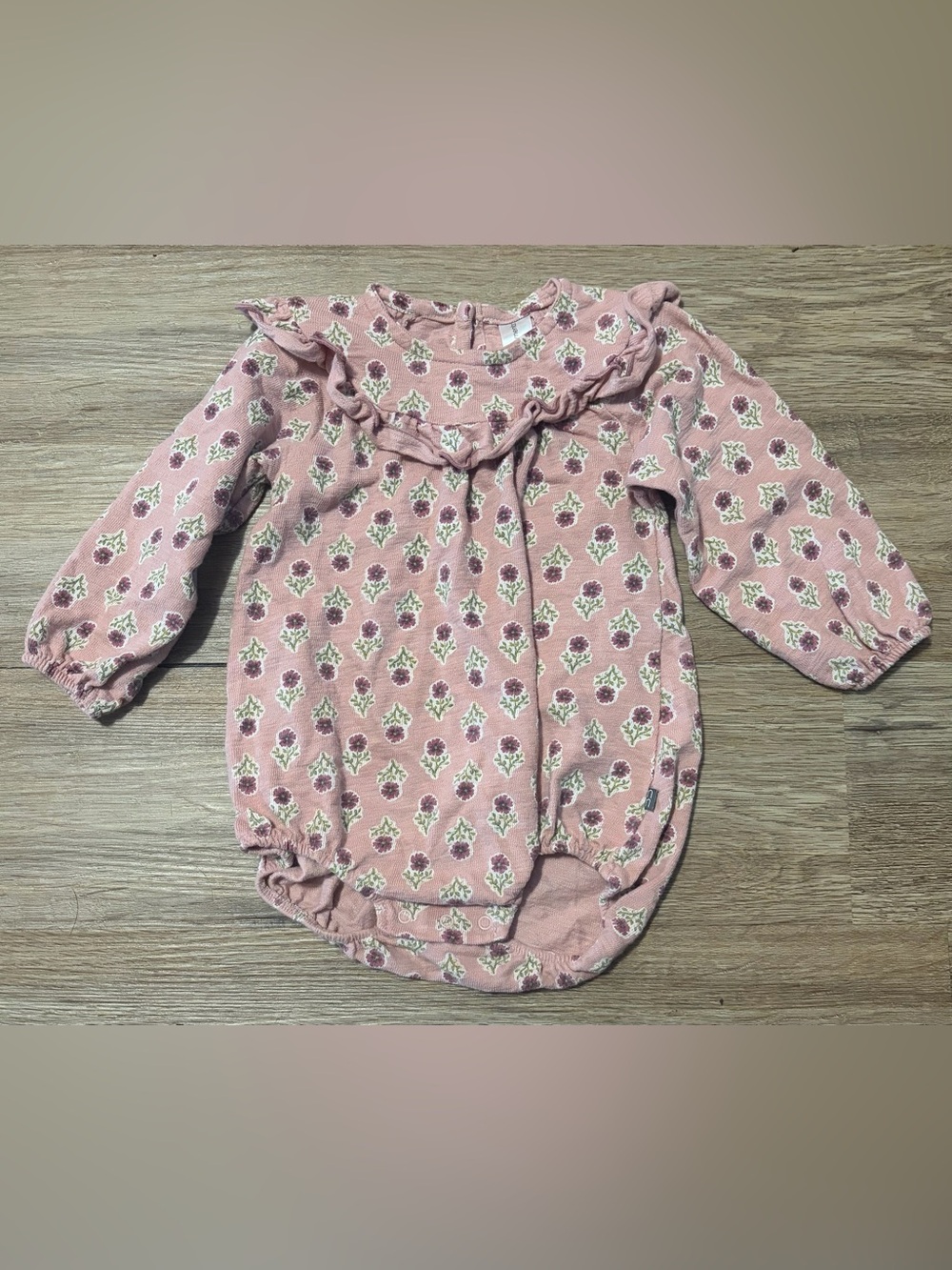 Modern Moments - Pink Floral Ruffle Baby Bubble - Size 18 Months